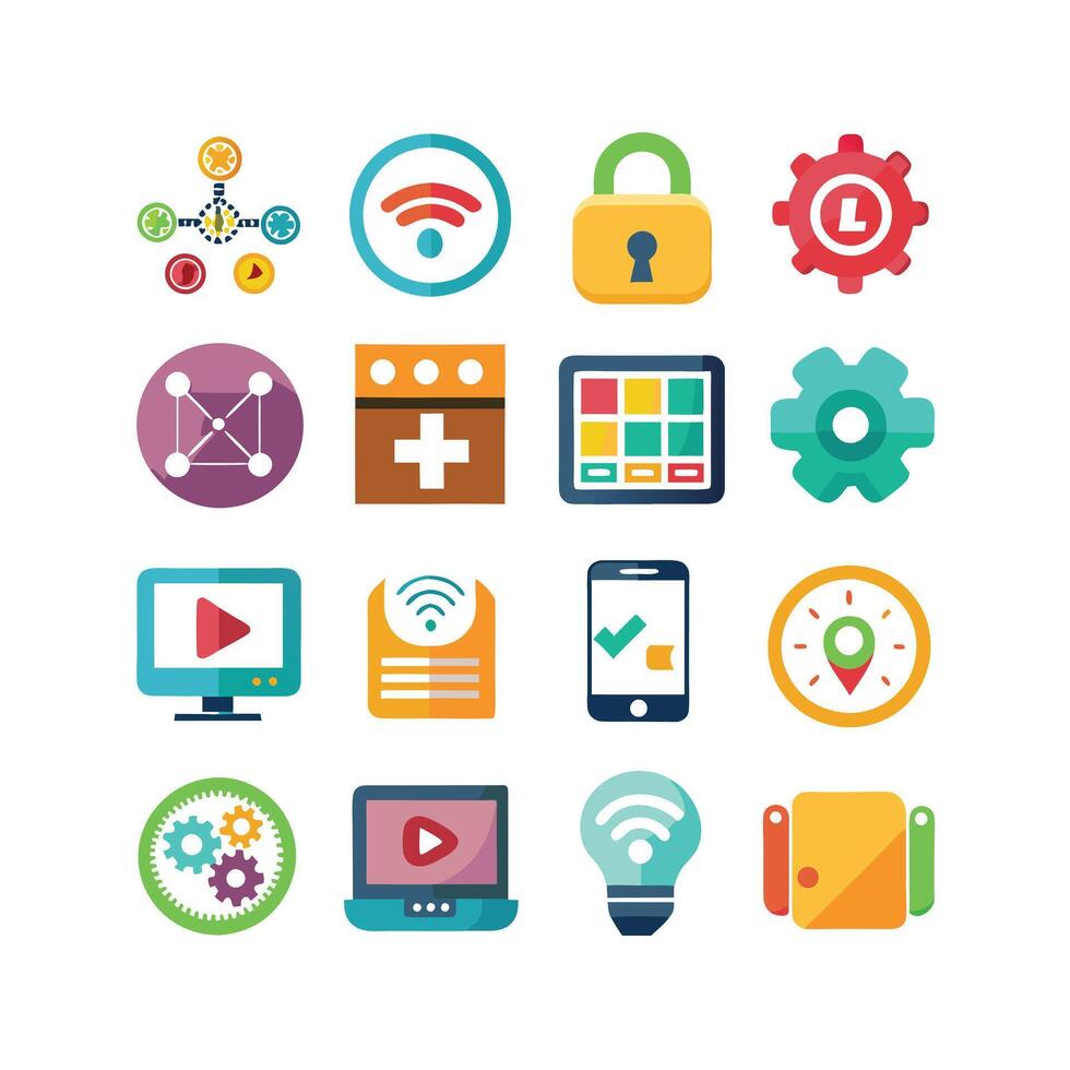 Technology Icon Set Illustration for Documents, Websites and Mobile Applications vector