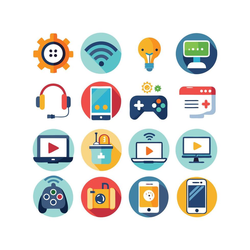 Technology Icon Set Illustration for Documents, Websites and Mobile Applications vector