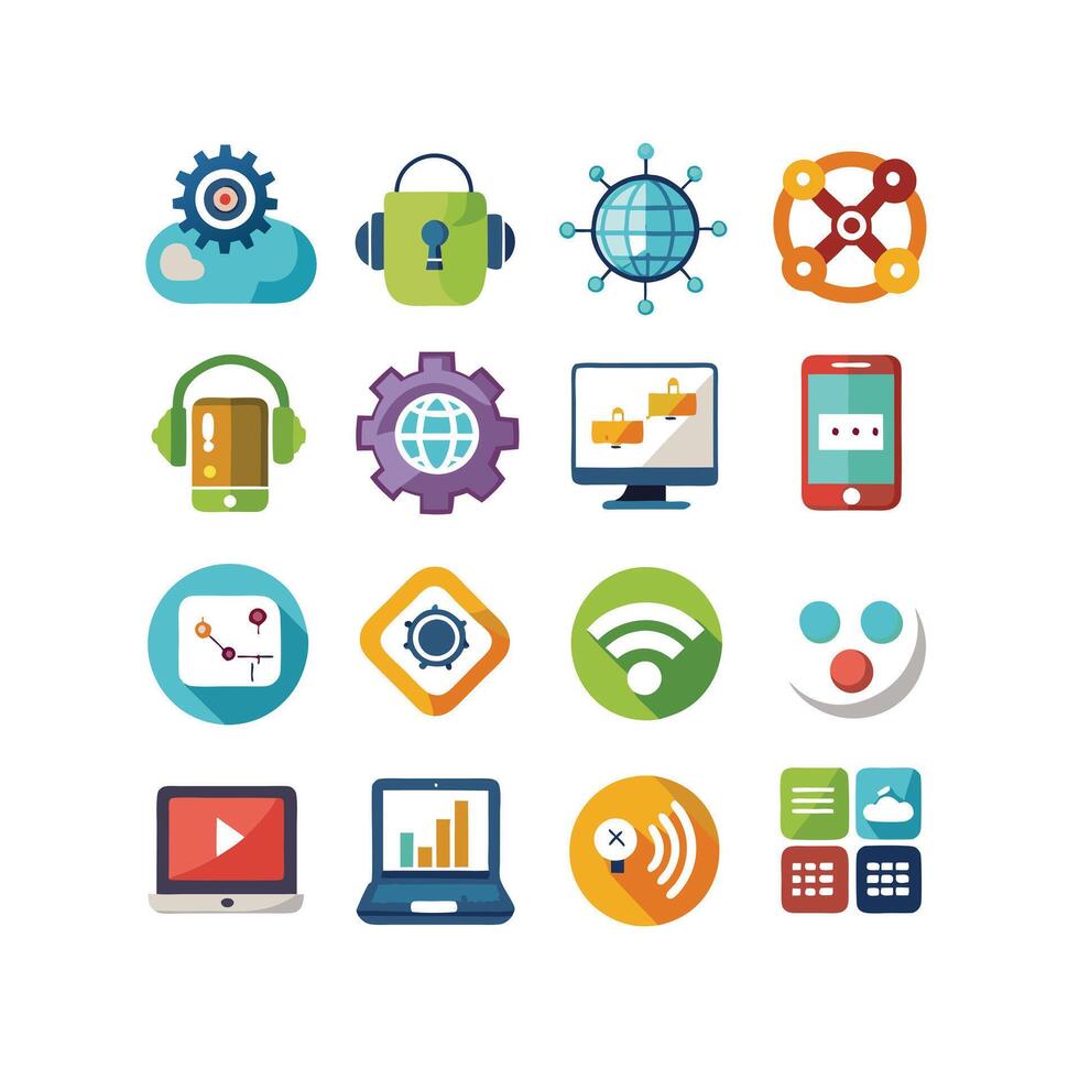 Technology Icon Set Illustration for Documents, Websites and Mobile Applications vector