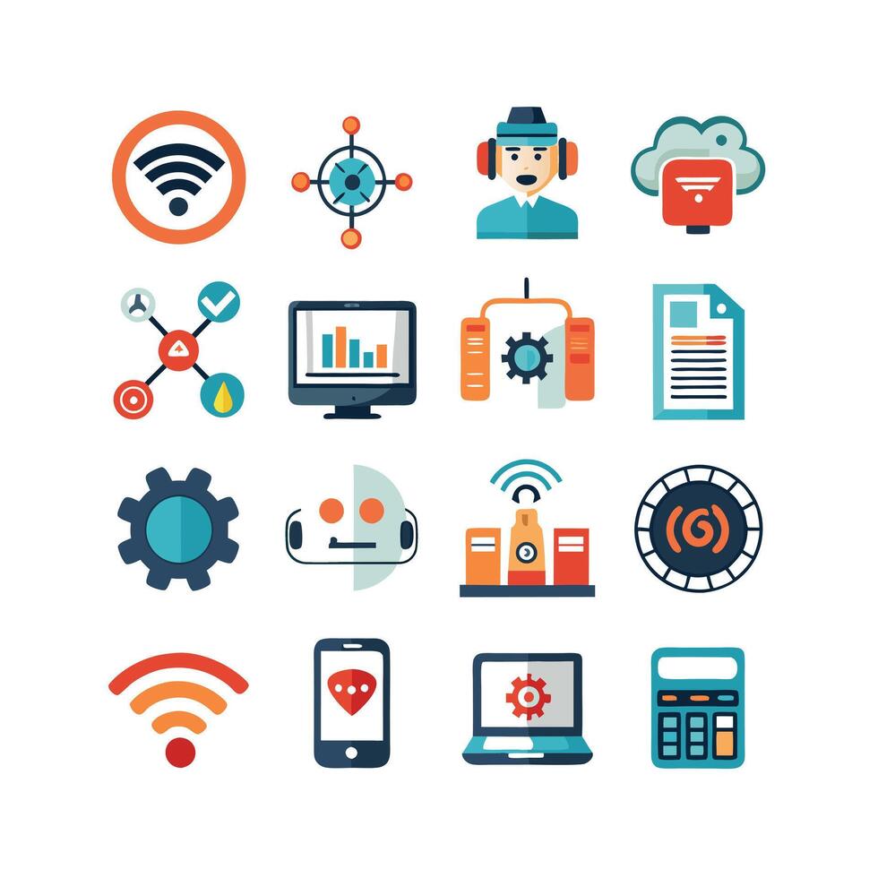 Technology Icon Set Illustration for Documents, Websites and Mobile Applications vector