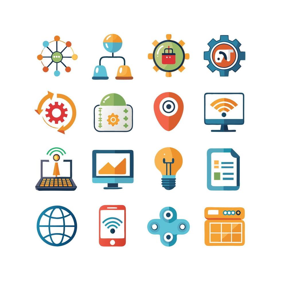Technology Icon Set Illustration for Documents, Websites and Mobile Applications vector