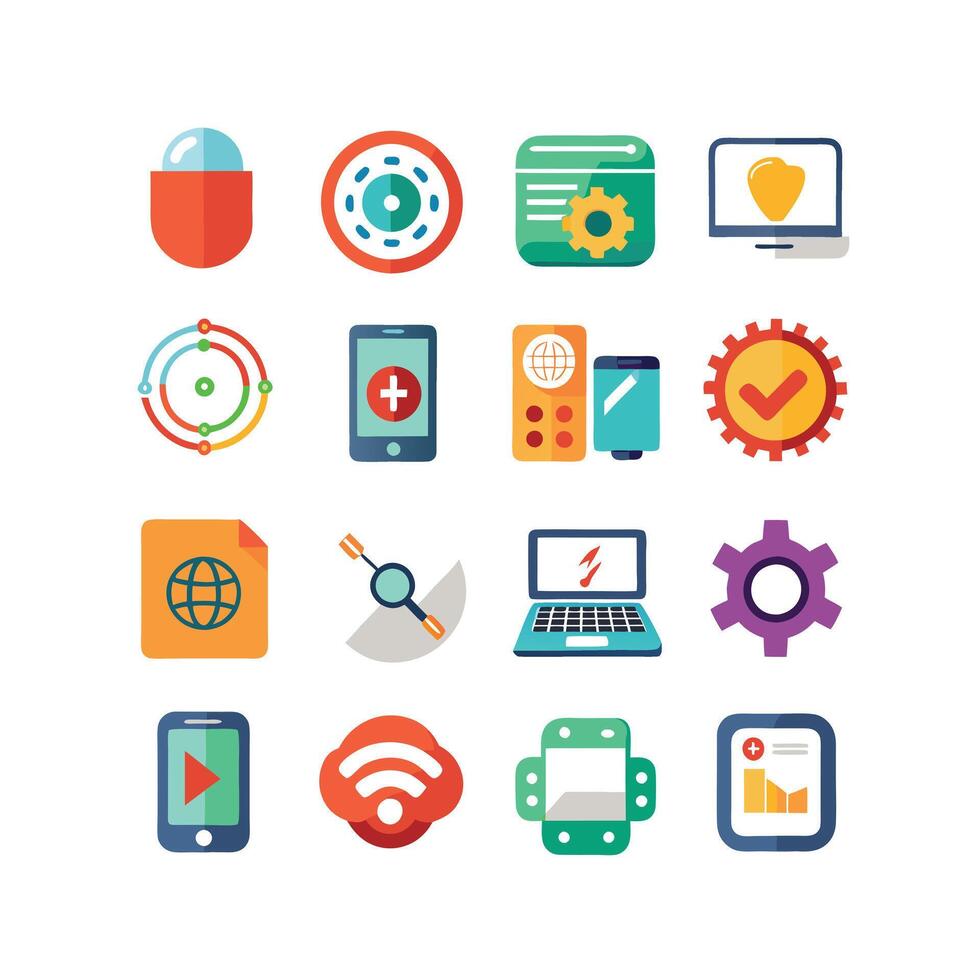 Technology Icon Set Illustration for Documents, Websites and Mobile Applications vector