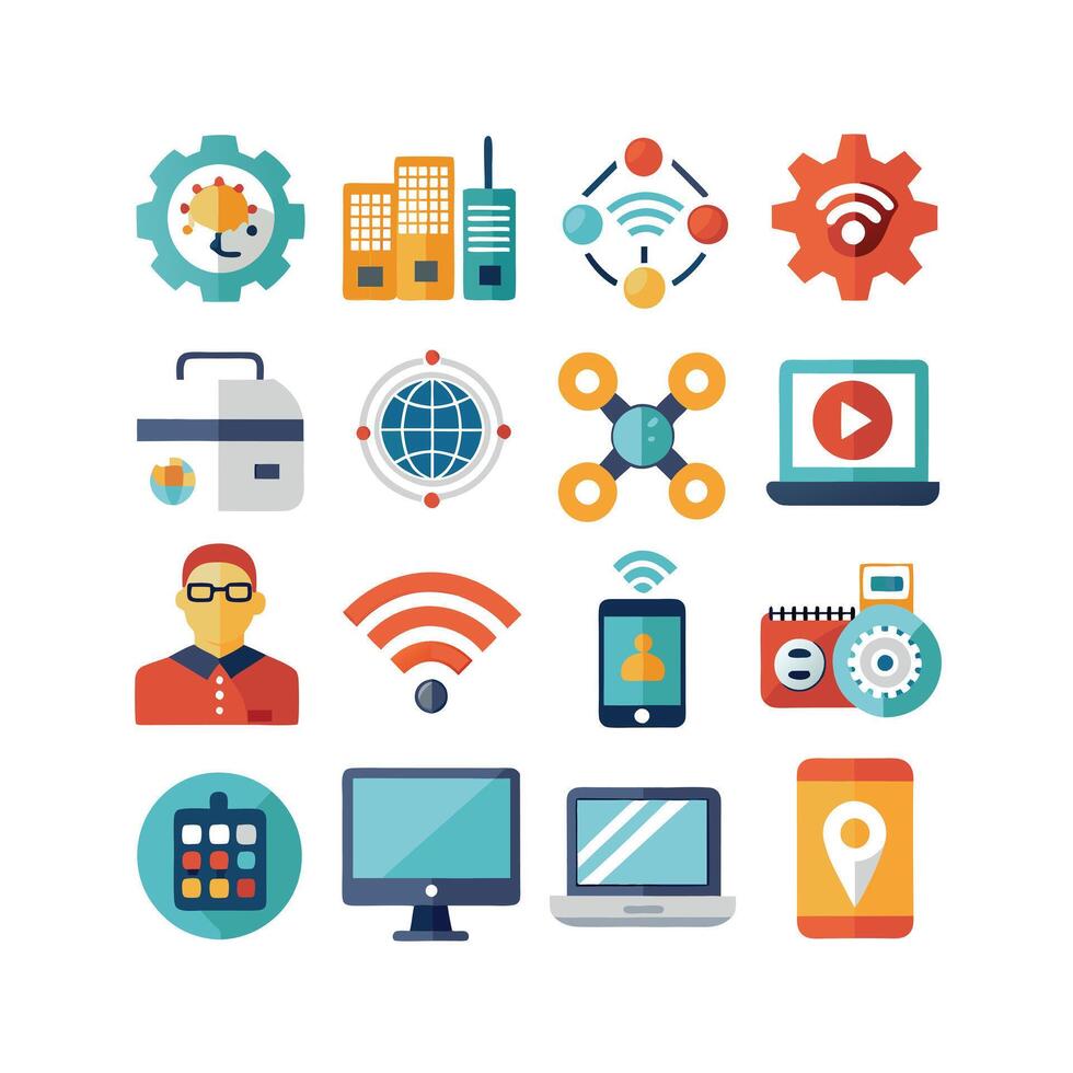 Technology Icon Set Illustration for Documents, Websites and Mobile Applications vector