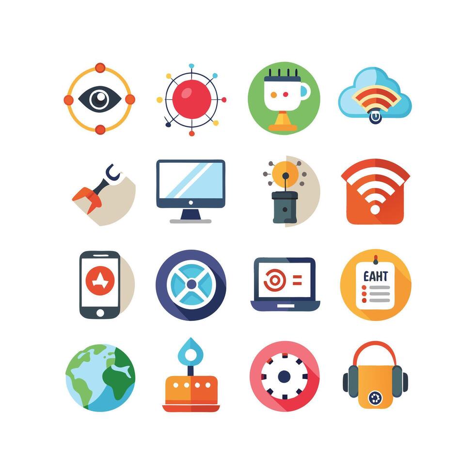 Technology Icon Set Illustration for Documents, Websites and Mobile Applications vector