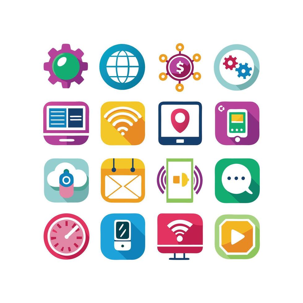 Technology Icon Set Illustration for Documents, Websites and Mobile Applications vector