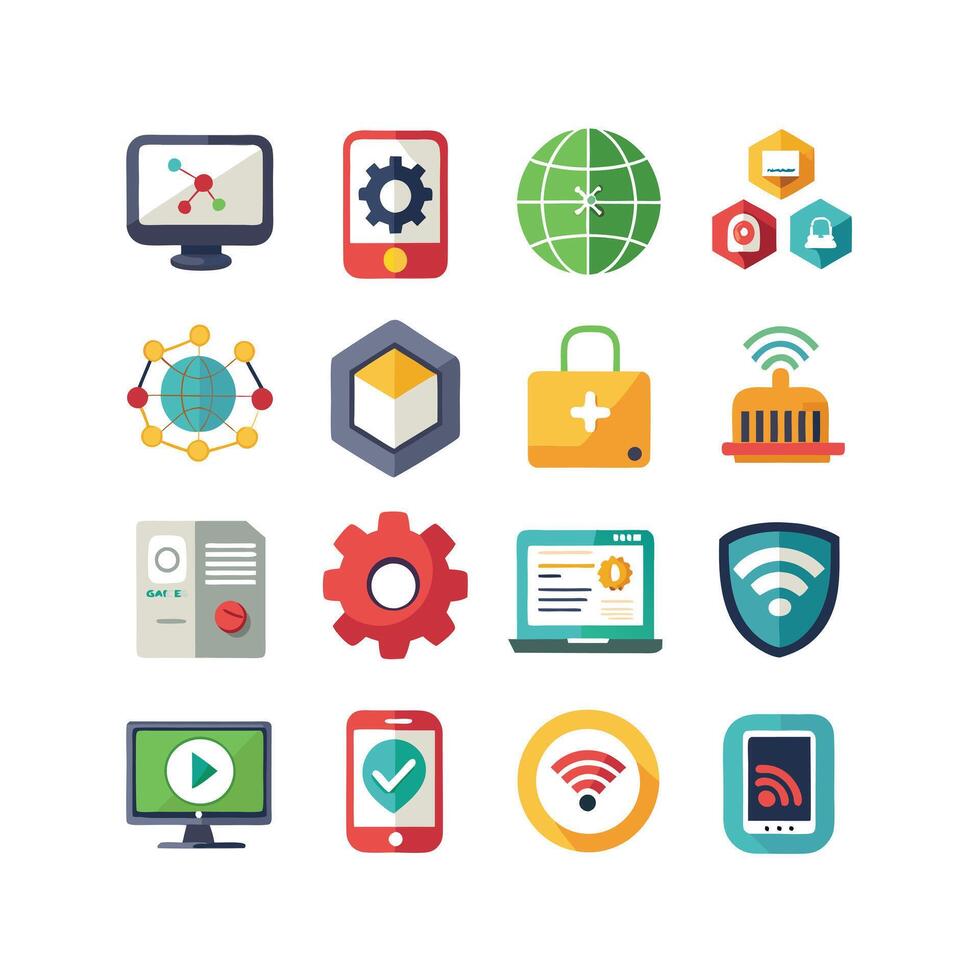 Technology Icon Set Illustration for Documents, Websites and Mobile Applications vector