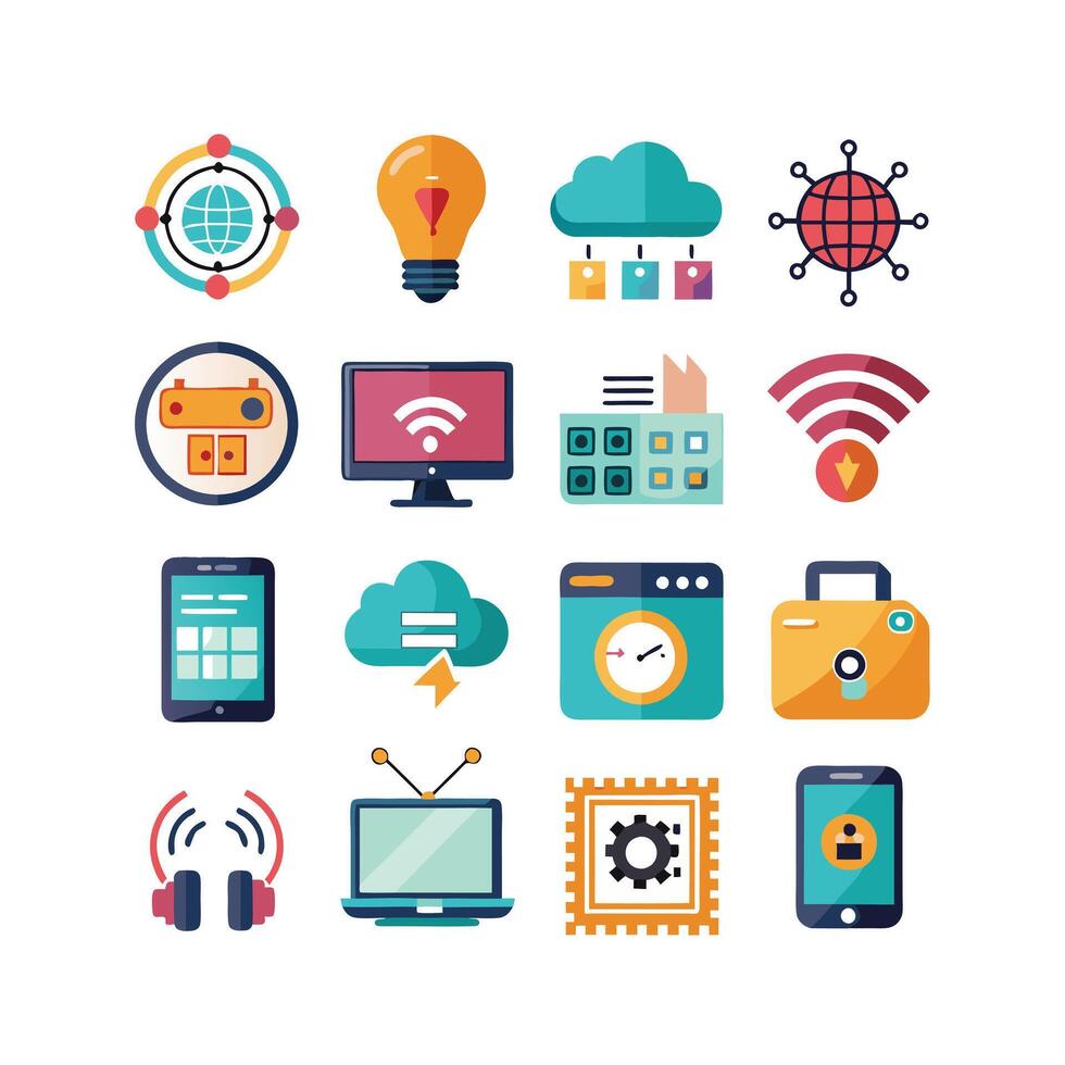 Technology Icon Set Illustration for Documents, Websites and Mobile Applications vector
