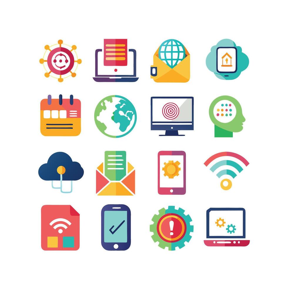 Technology Icon Set Illustration for Documents, Websites and Mobile Applications vector