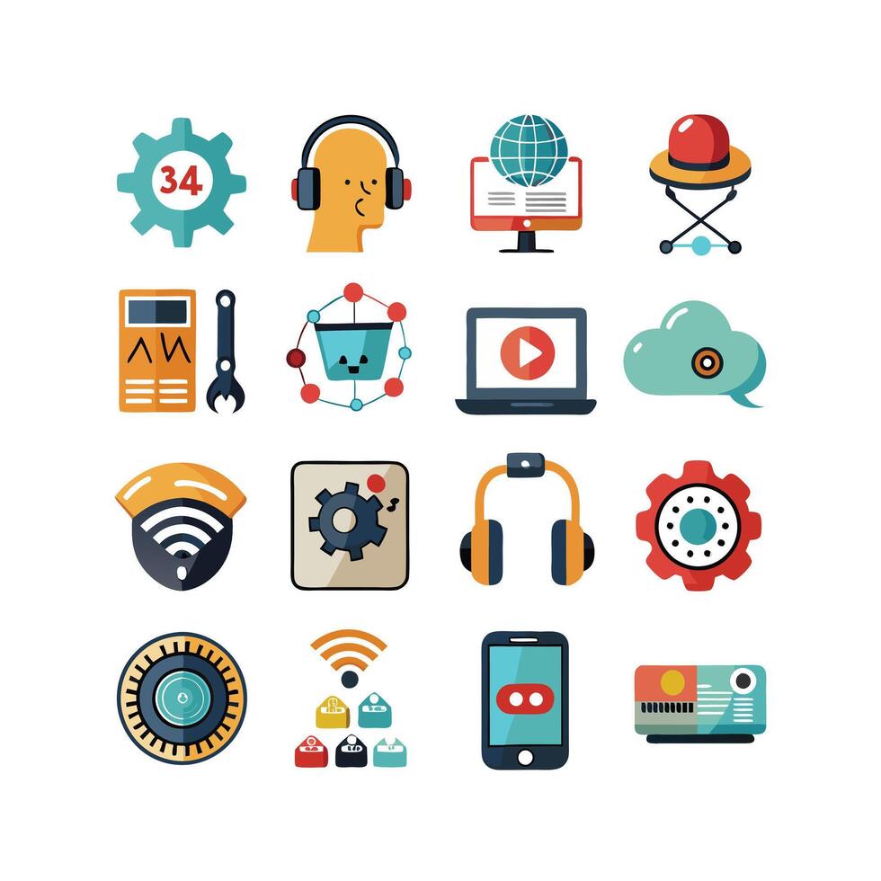 Technology Icon Set Illustration for Documents, Websites and Mobile Applications vector