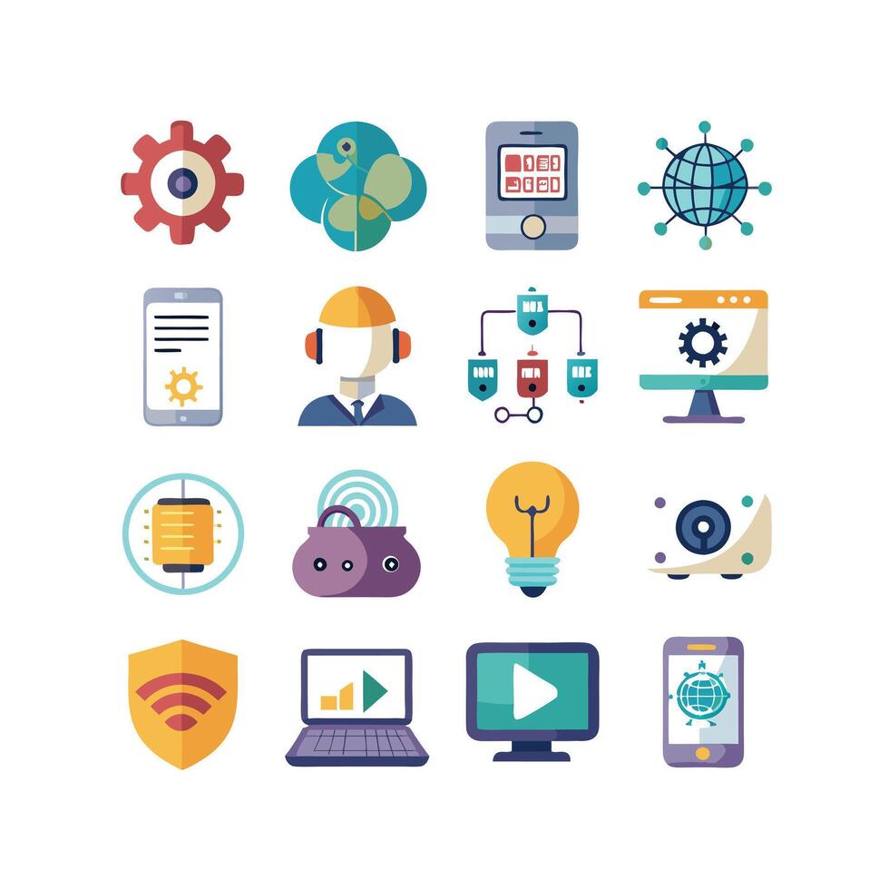 Technology Icon Set Illustration for Documents, Websites and Mobile Applications vector
