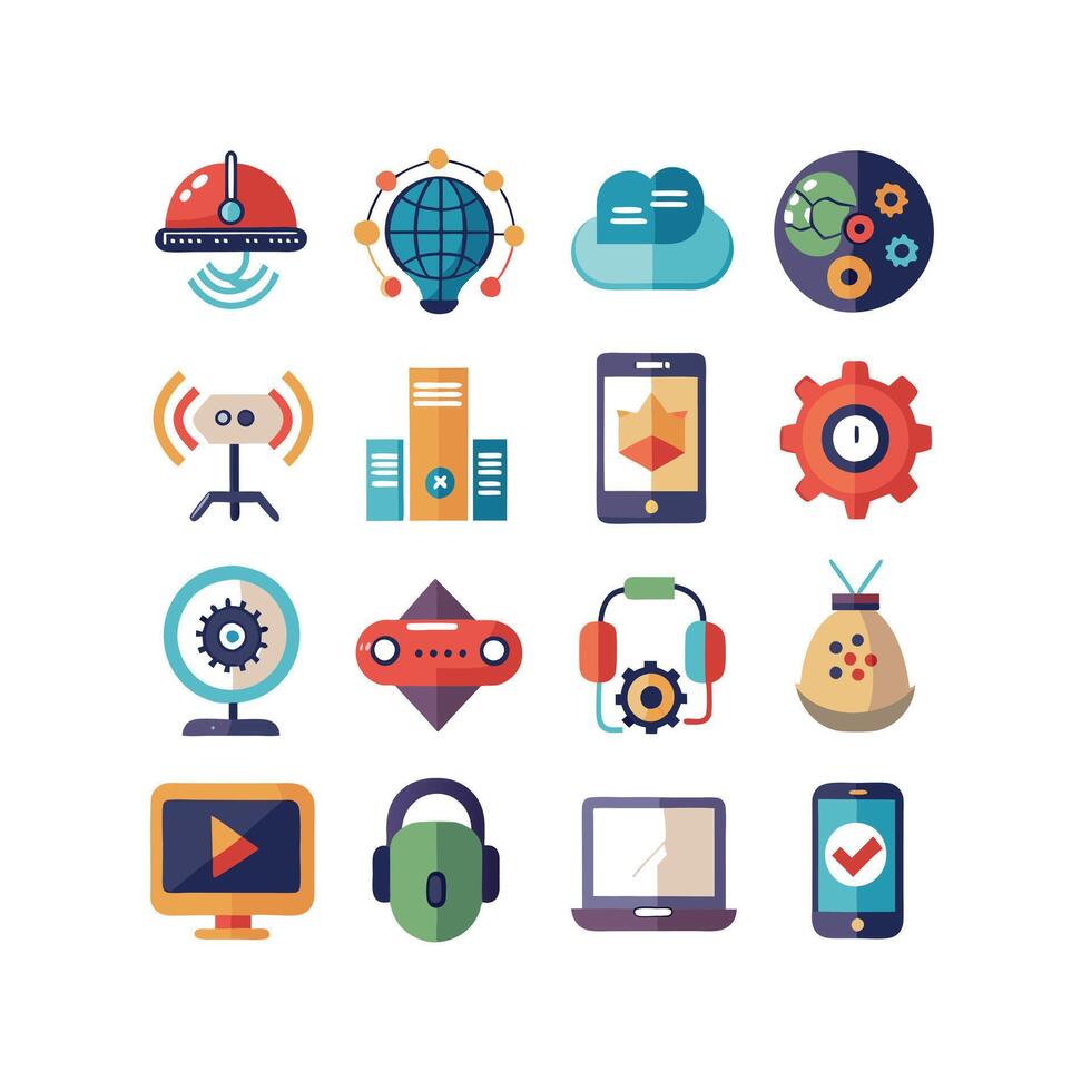 Technology Icon Set Illustration for Documents, Websites and Mobile Applications vector