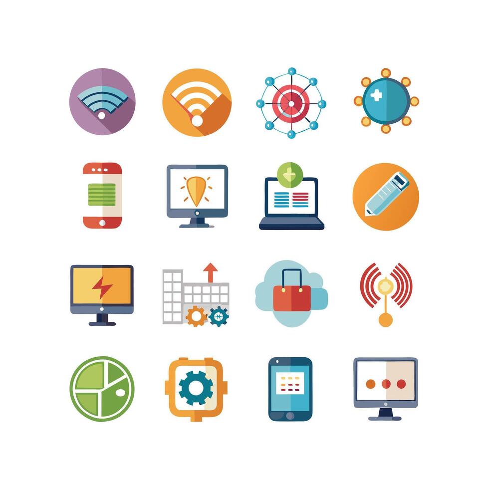Technology Icon Set Illustration for Documents, Websites and Mobile Applications vector