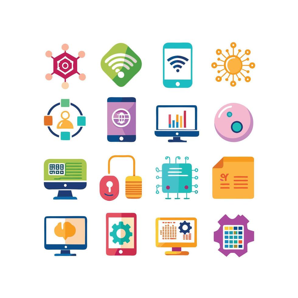 Technology Icon Set Illustration for Documents, Websites and Mobile Applications vector