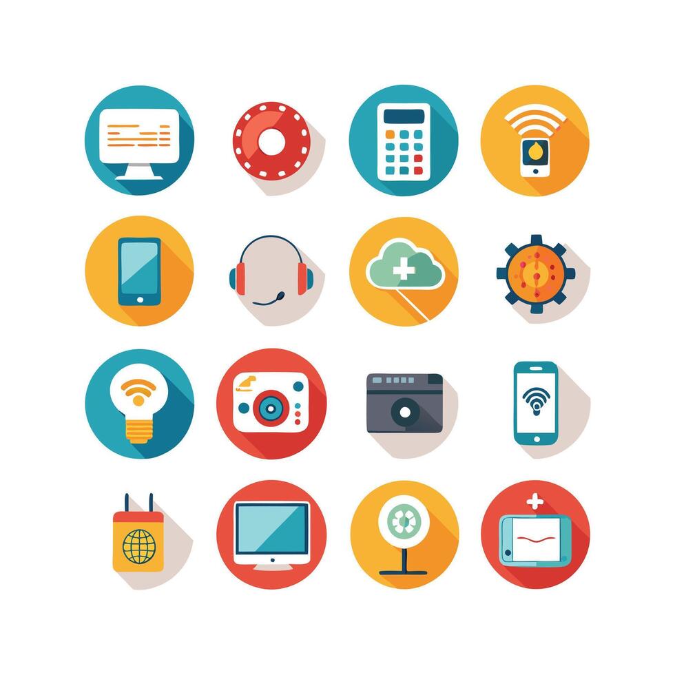 Technology Icon Set Illustration for Documents, Websites and Mobile Applications vector