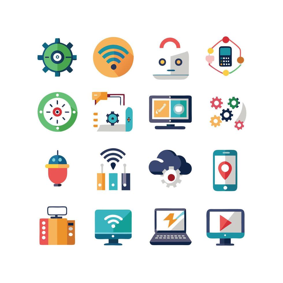 Technology Icon Set Illustration for Documents, Websites and Mobile Applications vector