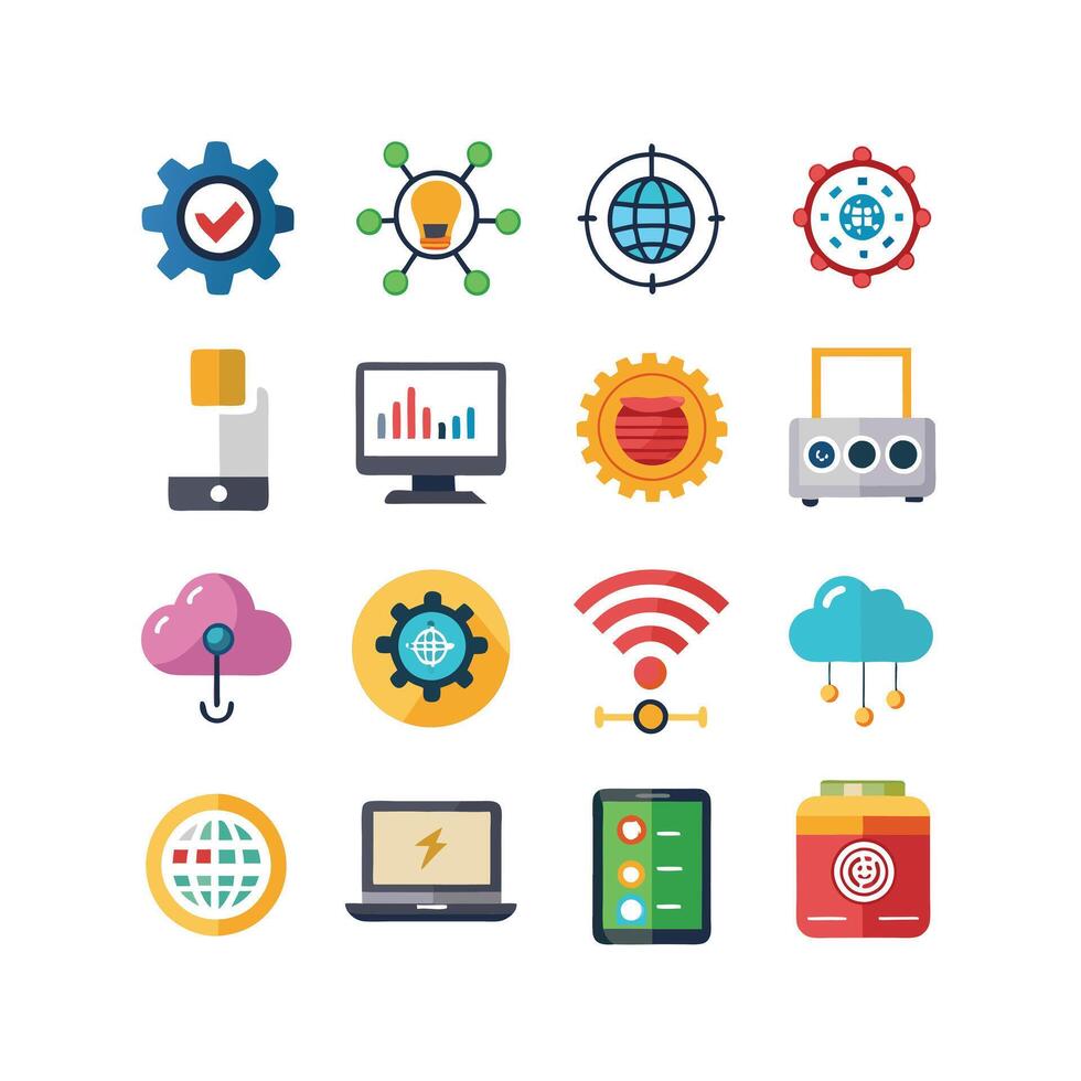 Technology Icon Set Illustration for Documents, Websites and Mobile Applications vector