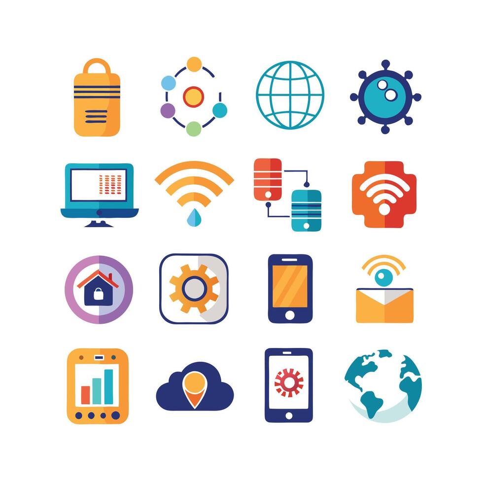 Technology Icon Set Illustration for Documents, Websites and Mobile Applications vector
