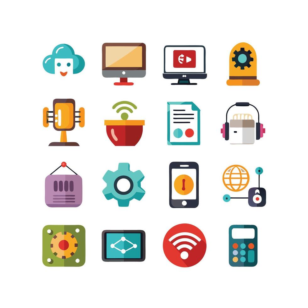 Technology Icon Set Illustration for Documents, Websites and Mobile Applications vector