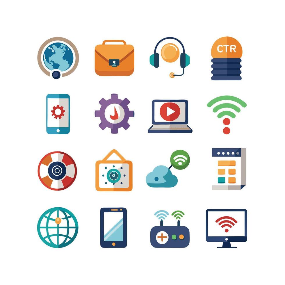 Technology Icon Set Illustration for Documents, Websites and Mobile Applications vector