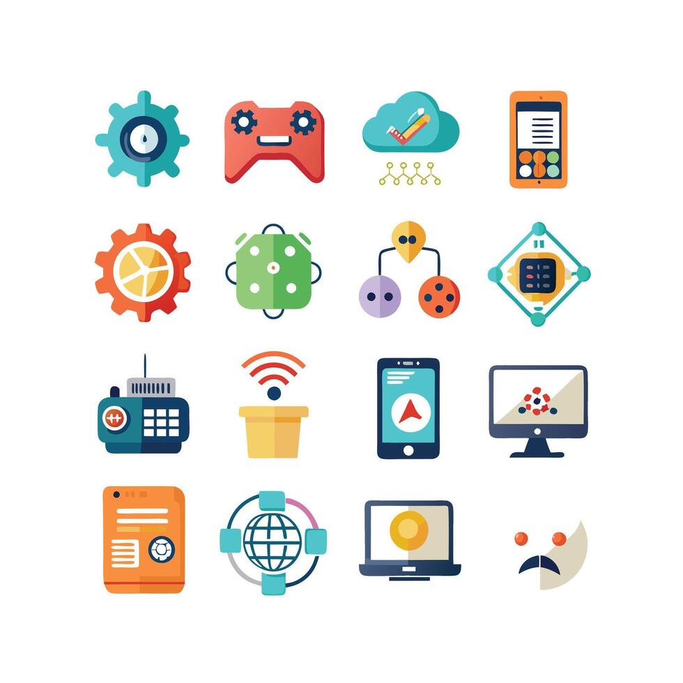 Technology Icon Set Illustration for Documents, Websites and Mobile Applications vector