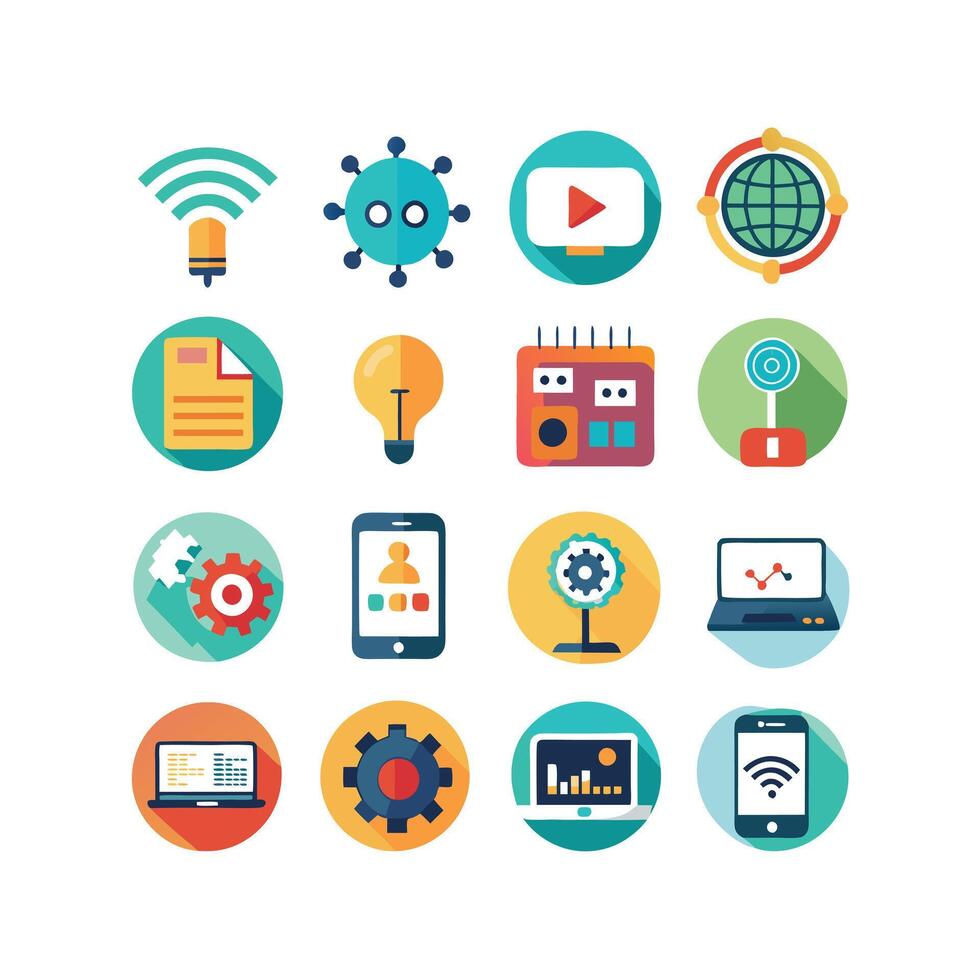 Technology Icon Set Illustration for Documents, Websites and Mobile Applications vector