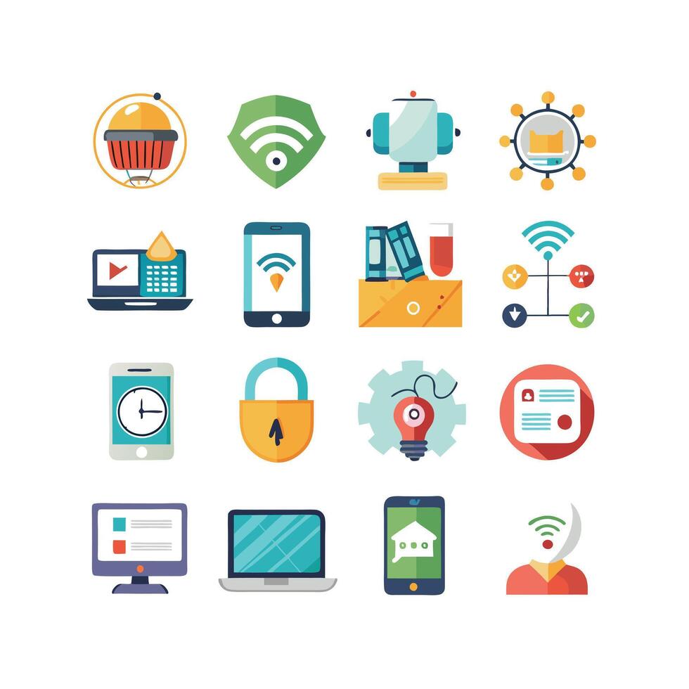 Technology Icon Set Illustration for Documents, Websites and Mobile Applications vector