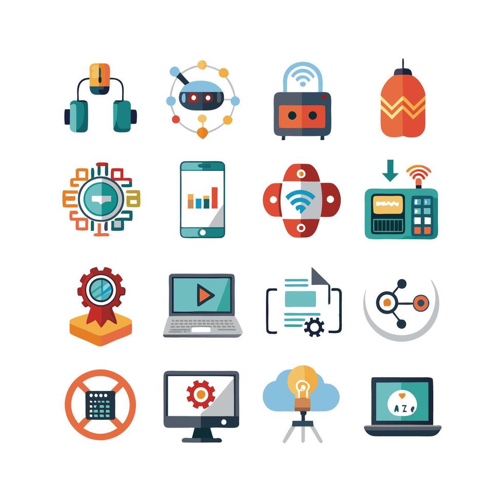Technology Icon Set Illustration for Documents, Websites and Mobile Applications vector