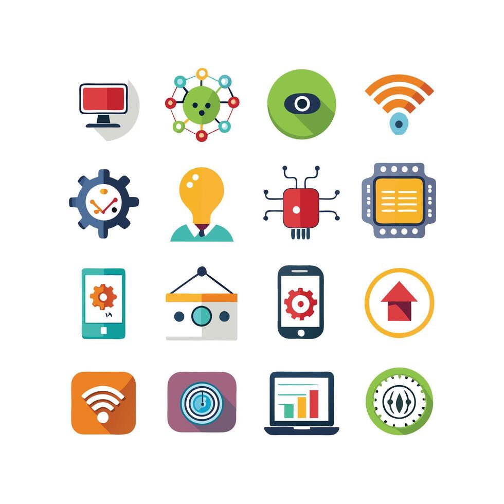 Technology Icon Set Illustration for Documents, Websites and Mobile Applications vector