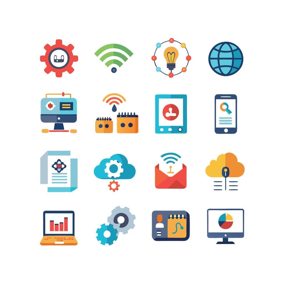 Technology Icon Set Illustration for Documents, Websites and Mobile Applications vector
