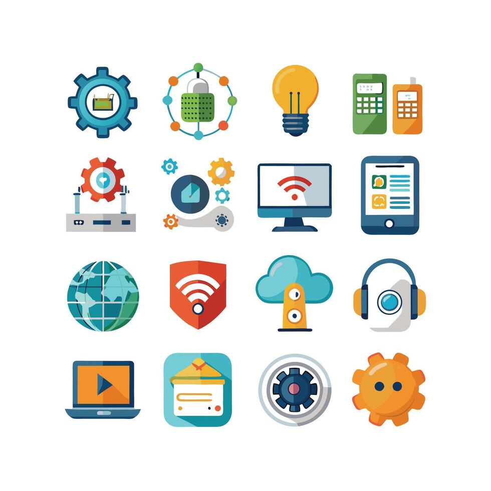 Technology Icon Set Illustration for Documents, Websites and Mobile Applications vector