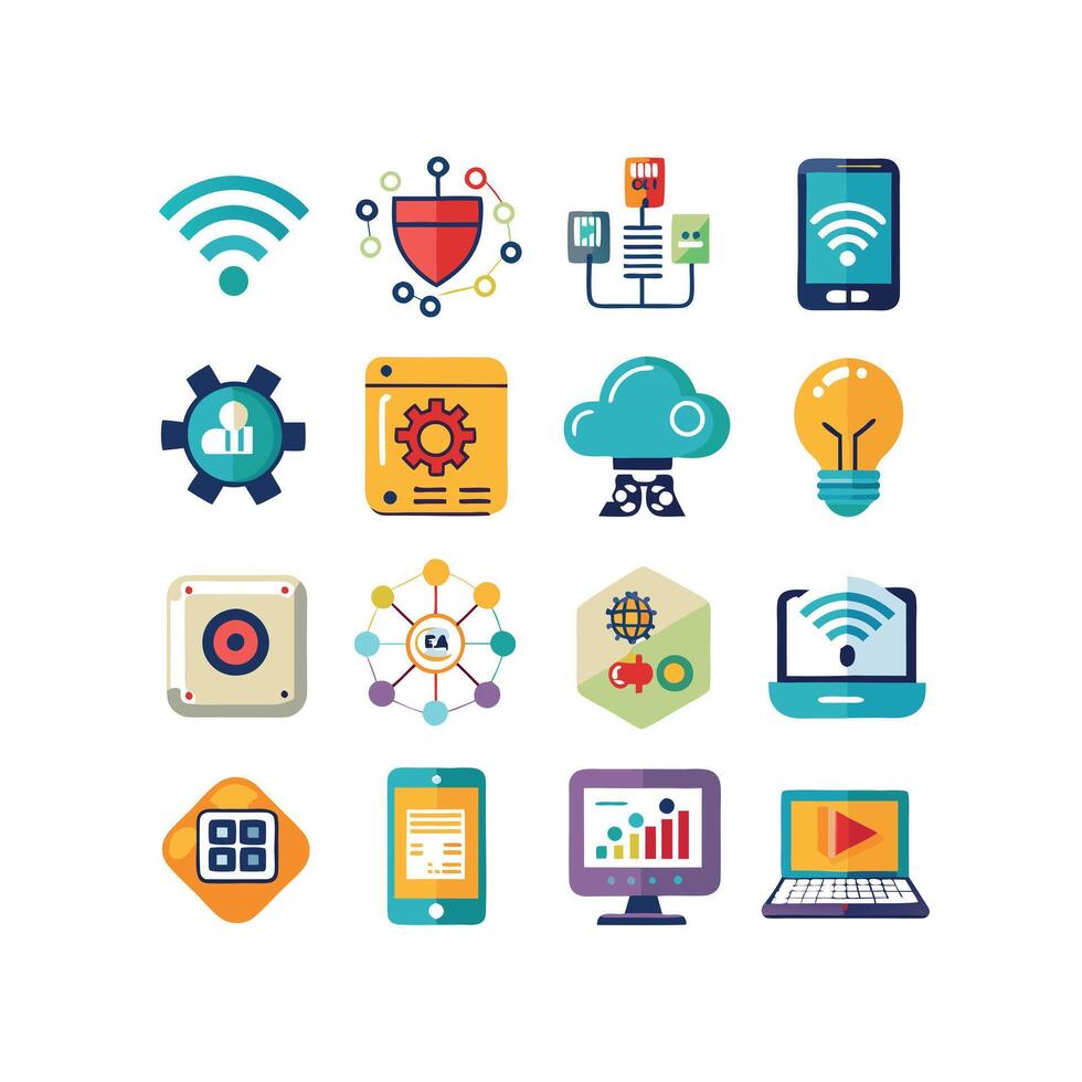 Technology Icon Set Illustration for Documents, Websites and Mobile Applications vector