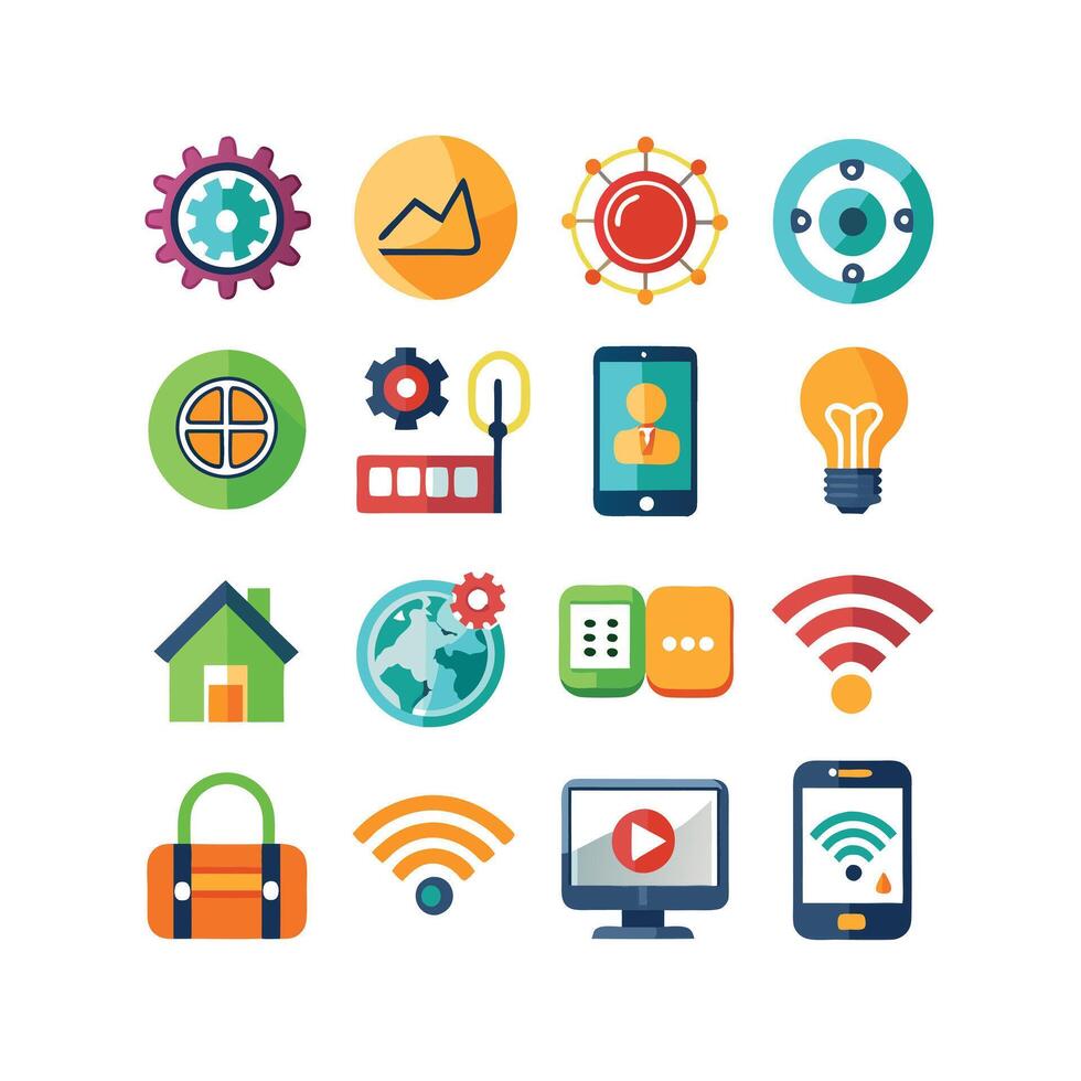 Technology Icon Set Illustration for Documents, Websites and Mobile Applications vector