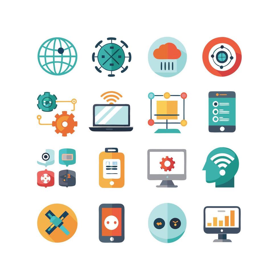 Technology Icon Set Illustration for Documents, Websites and Mobile Applications vector