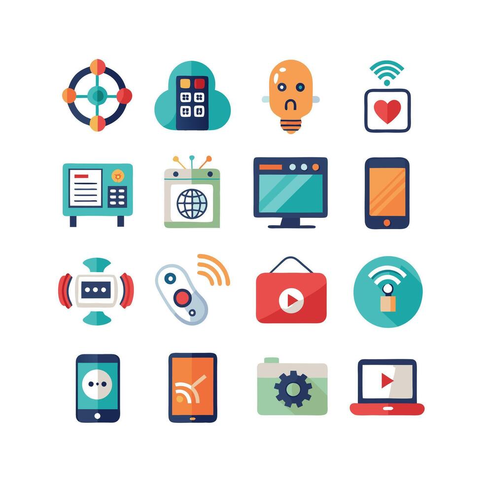 Technology Icon Set Illustration for Documents, Websites and Mobile Applications vector