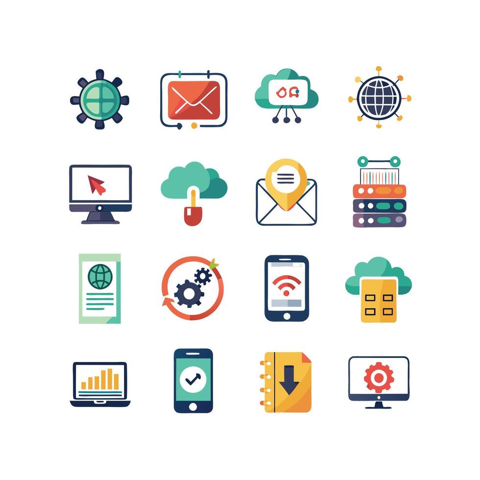 Technology Icon Set Illustration for Documents, Websites and Mobile Applications vector