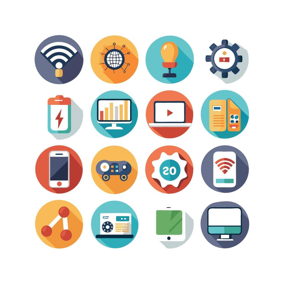 Technology Icon Set Illustration for Documents, Websites and Mobile Applications vector