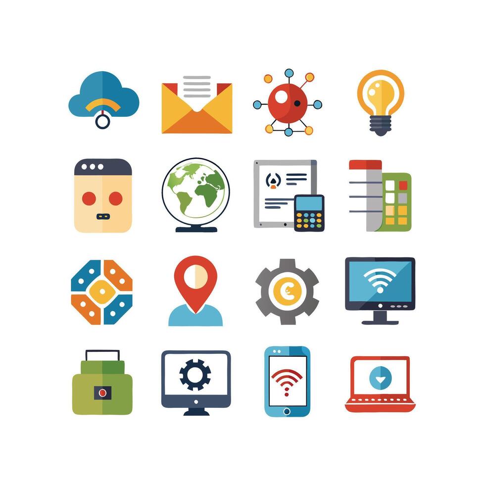Technology Icon Set Illustration for Documents, Websites and Mobile Applications vector