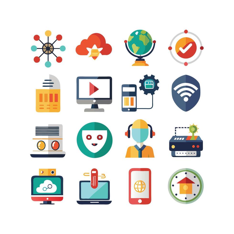 Technology Icon Set Illustration for Documents, Websites and Mobile Applications vector