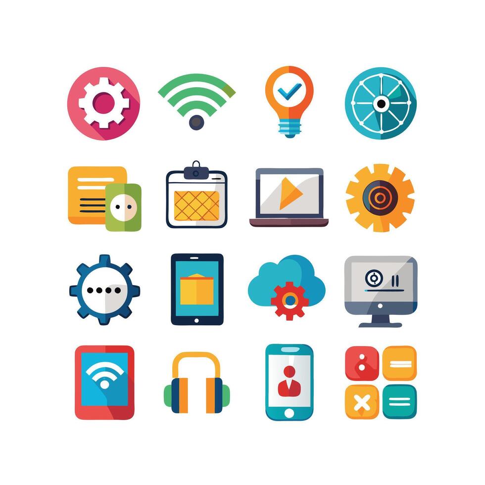 Technology Icon Set Illustration for Documents, Websites and Mobile Applications vector