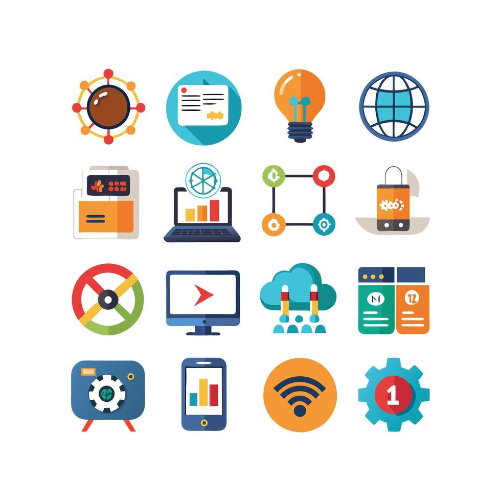 Technology Icon Set Illustration for Documents, Websites and Mobile Applications vector