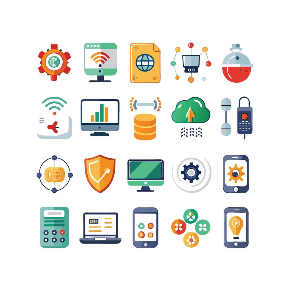 Technology Icon Set Illustration for Documents, Websites and Mobile Applications vector