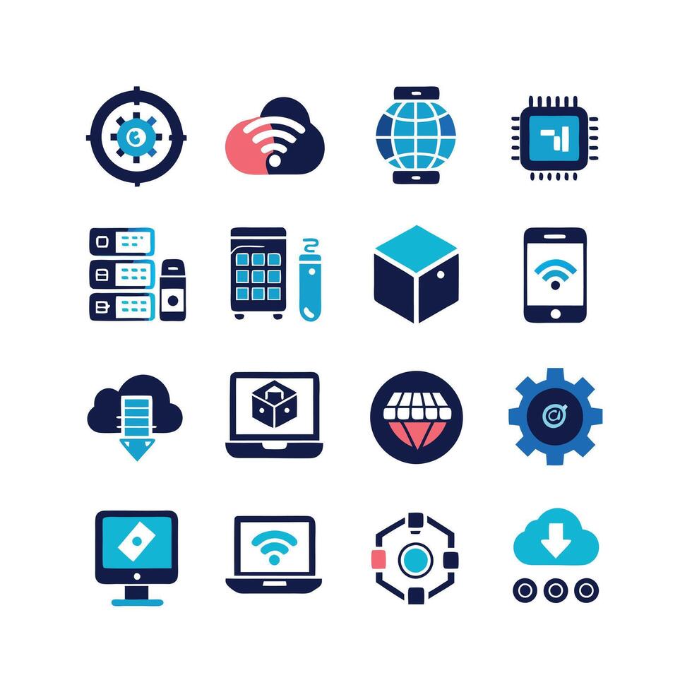 Technology Icon Set Illustration for Documents, Websites and Mobile Applications vector