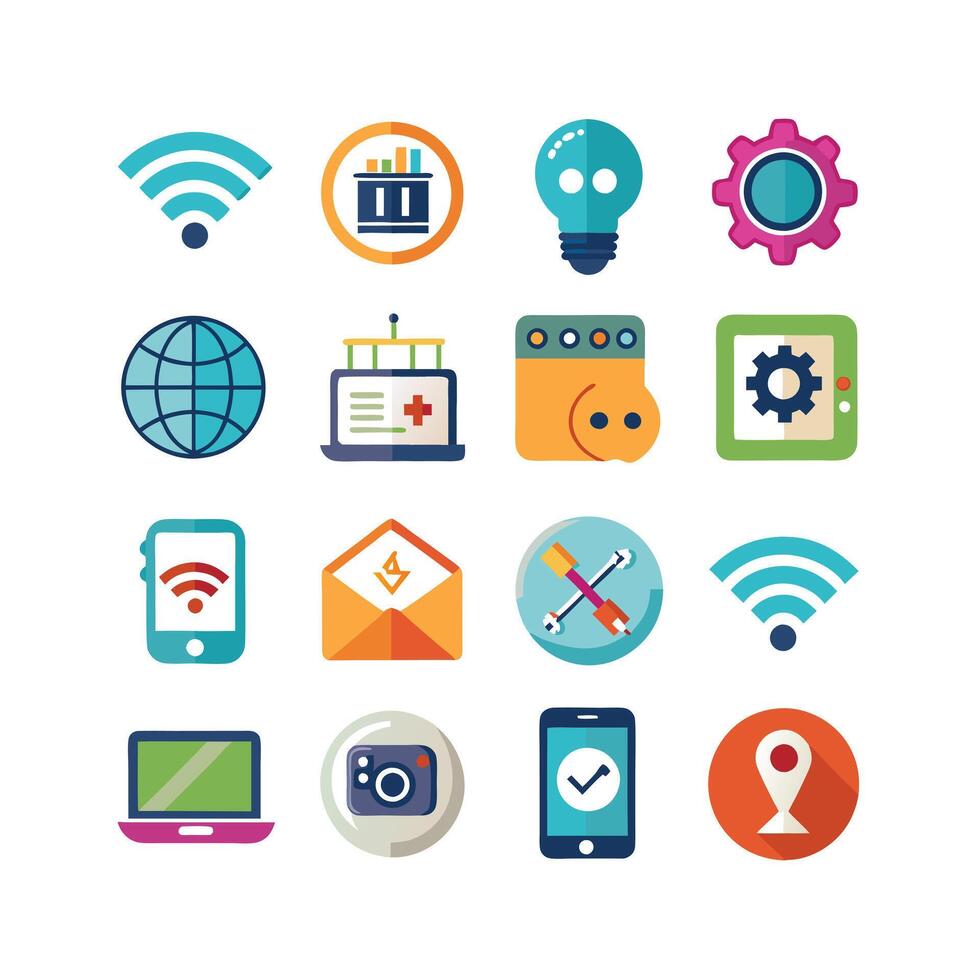Technology Icon Set Illustration for Documents, Websites and Mobile Applications vector