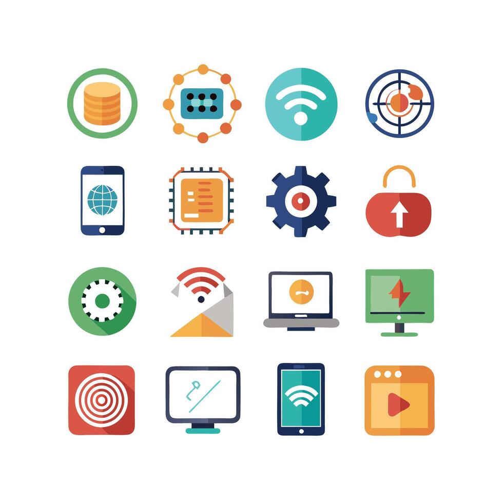 Technology Icon Set Illustration for Documents, Websites and Mobile Applications vector