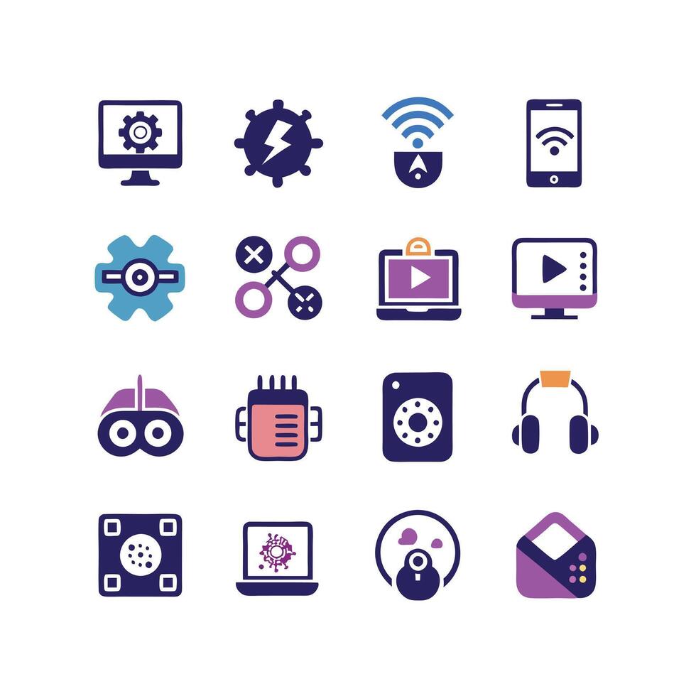 Technology Icon Set Illustration for Documents, Websites and Mobile Applications vector