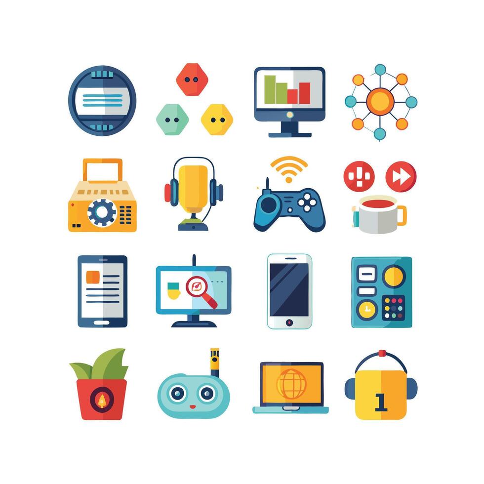 Technology Icon Set Illustration for Documents, Websites and Mobile Applications vector