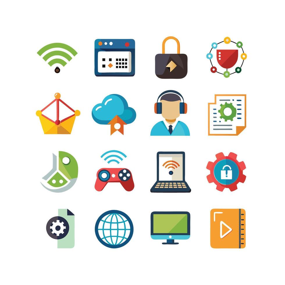 Technology Icon Set Illustration for Documents, Websites and Mobile Applications vector