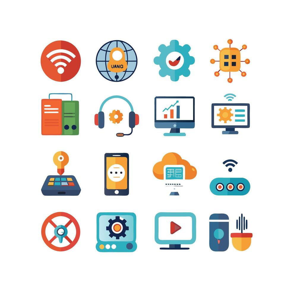 Technology Icon Set Illustration for Documents, Websites and Mobile Applications vector