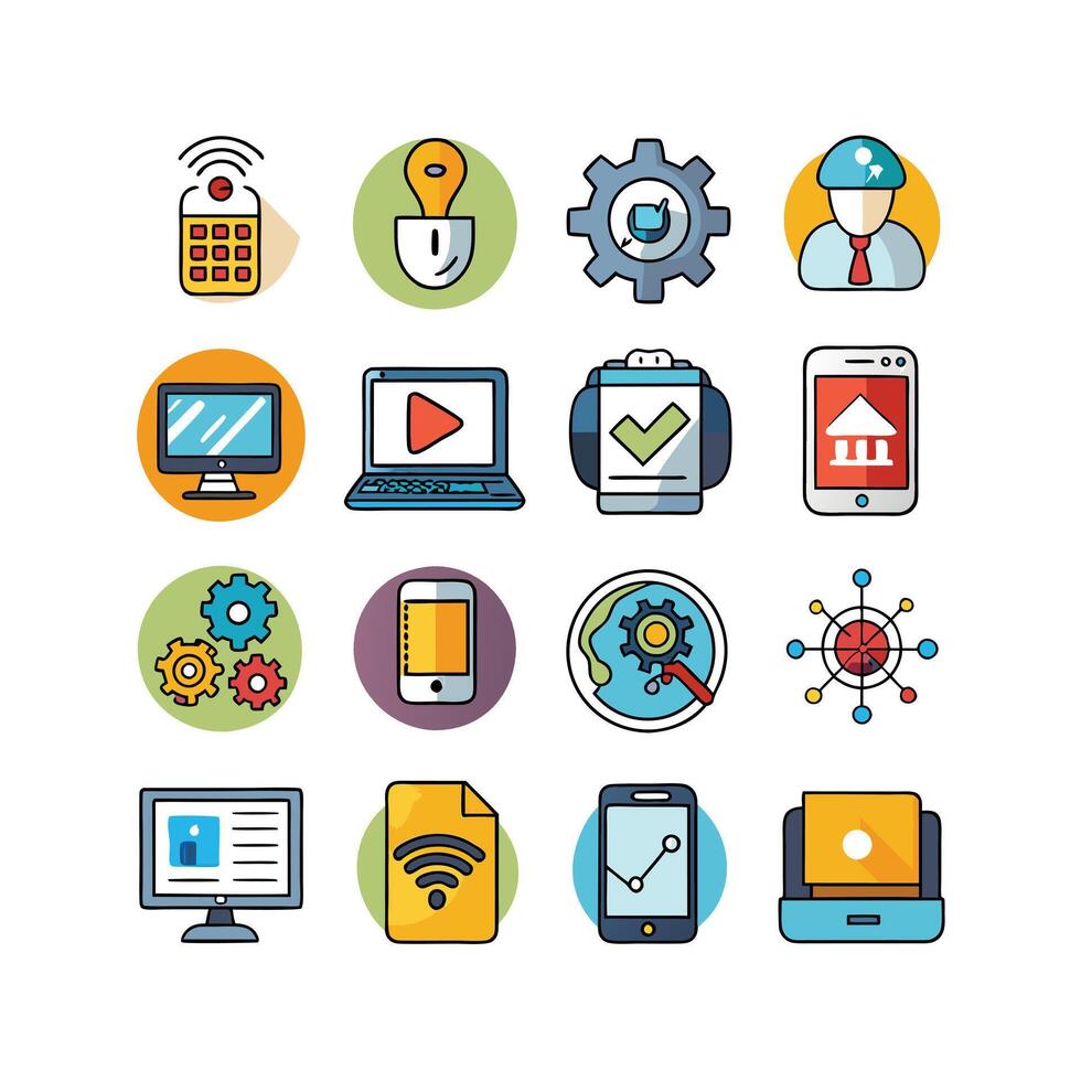 Technology Icon Set Illustration for Documents, Websites and Mobile Applications vector