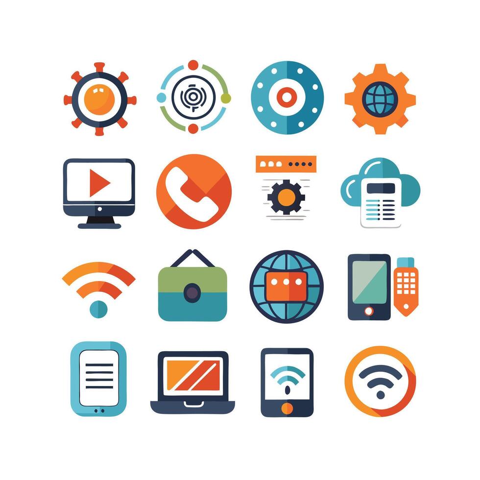 Technology Icon Set Illustration for Documents, Websites and Mobile Applications vector